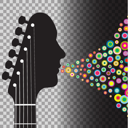 Guitar headstock man with circlesのイラスト素材