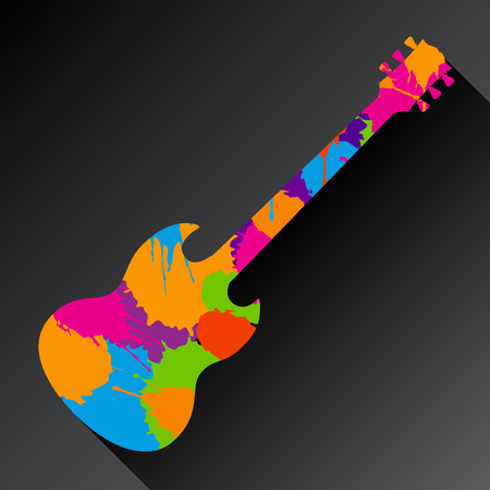 A Colorful Abstract Guitar Background Made With Splatterのイラスト素材