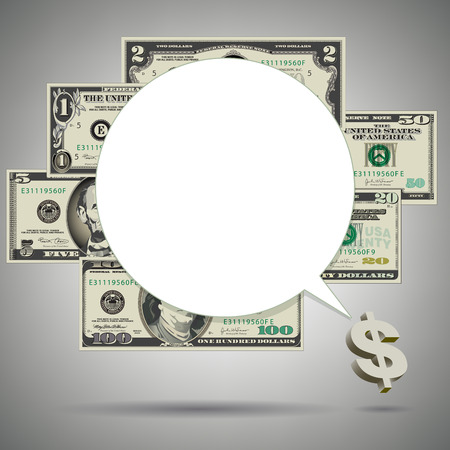 Money and Speech Balloon Background with Space for Typeのイラスト素材