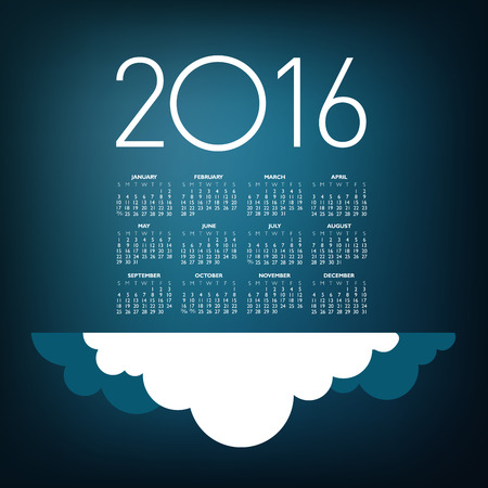 An Elegant 2016 Cloud Calendar with Space for Typeのイラスト素材