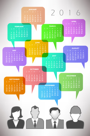 2016 Creative Icon People Calendar with Speech Balloonsのイラスト素材