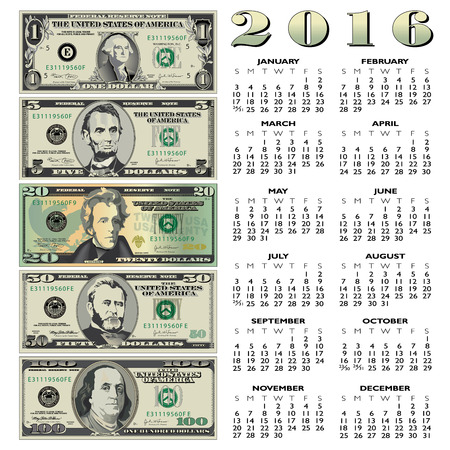 2016 Creative financial calendar for print or webのイラスト素材