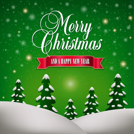 Merry Christmas and a Happy New Year Landscapeのイラスト素材