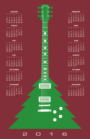 2016 Christmas tree guitar calendarのイラスト素材