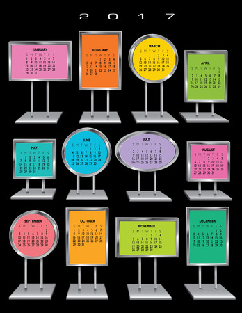 2017 Chrome sign holder calendar for print or webのイラスト素材