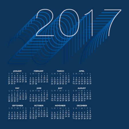 2017 Creative Colorful Calendar in shades of blueのイラスト素材