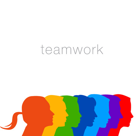 A diverse group of people in this teamwork graphicのイラスト素材