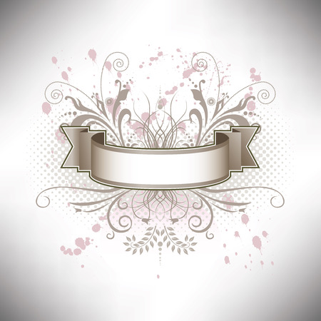 A floral banner in subdued colorsのイラスト素材