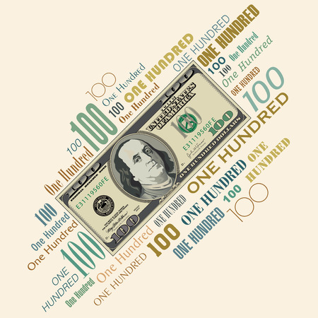 A 100 dollar bill typographic designのイラスト素材