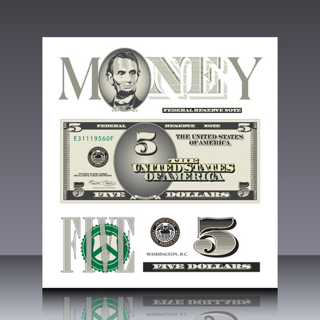 Miscellaneous US bill elements for print or webのイラスト素材