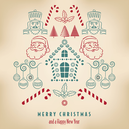 Christmas  with  holiday itemsのイラスト素材