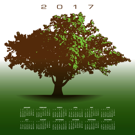 A large glorious old oak tree 2017 calendarのイラスト素材