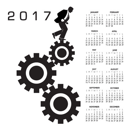 2017 calendar with a worker in the rat raceのイラスト素材