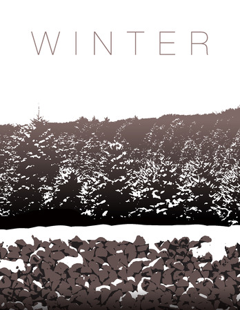 A winter landscape in sepia tones for Print or Webのイラスト素材