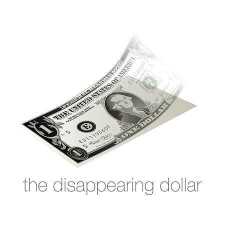 One dollar note on white background