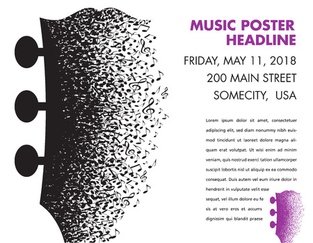 A guitar headstock made of musical notesのイラスト素材