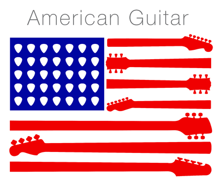 An American flag made out of guitar parts and picksのイラスト素材