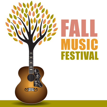 Fall music festival art with a guitar tree backgroundのイラスト素材