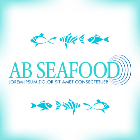 Generic seafood company 
illustration with fish iconsのイラスト素材