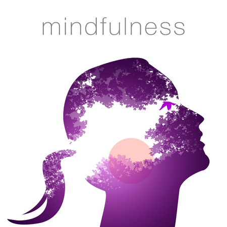 Profile of a woman mindfulnessのイラスト素材
