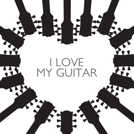Guitar headstocks form a heart that frames your message.のイラスト素材