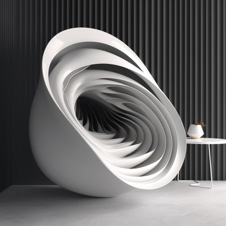 Abstract interior with geometric pattern. 3D render. Mock up.の素材