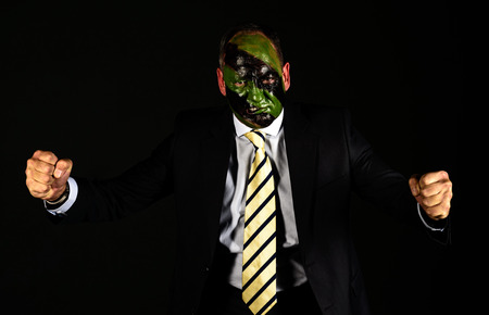 jungle camouflage paint businessman with