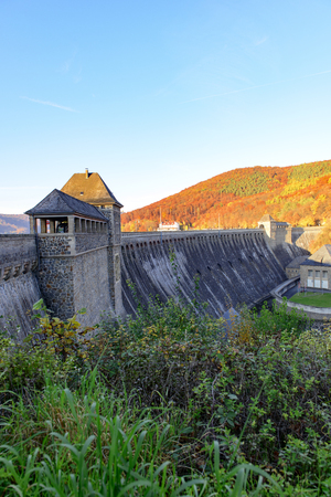View on Edertalsperre in autumnの写真素材