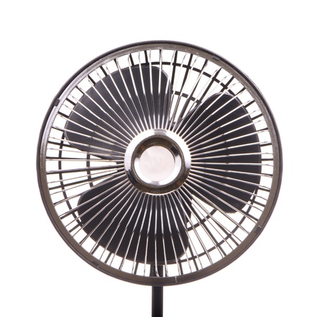 Electric fan isolated on white backgroundの写真素材