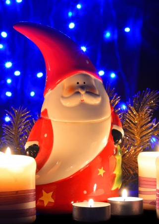 Christmas decoration with Santa Claus Figurineの写真素材