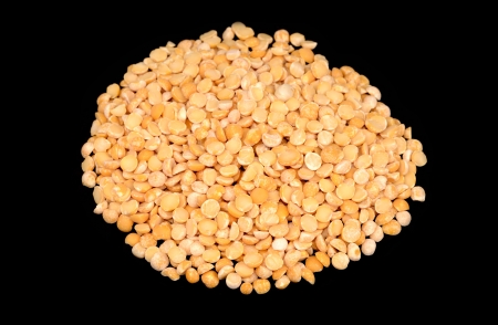 Dry dried peas  isolated on black backgroundの写真素材