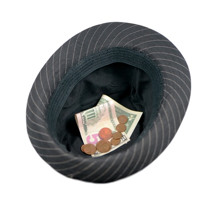 Black hat with stripes isolatedの写真素材