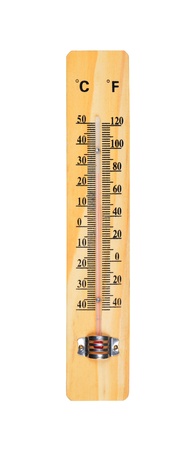 Wooden thermometer isolated on white background
