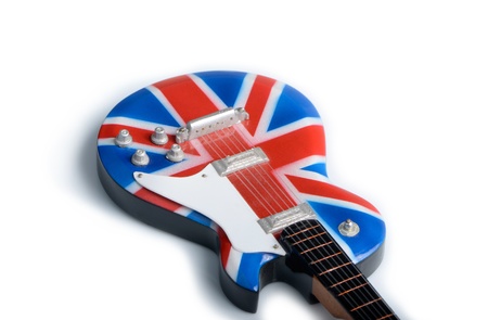 Britain flag guitar isolated on white backgroundの写真素材