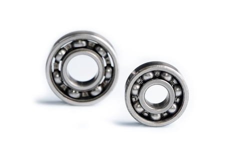 Ball bearings isolated on white backgroundの写真素材
