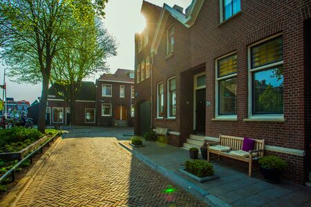 Dordrecht, Netherlands - April 22, 2018: Dordrecht street in the spring sun, Netherlandsのeditorial素材