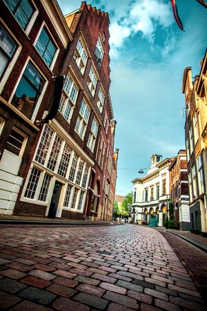 Dordrecht, Netherlands - April 22, 2018: Dordrecht street in the spring sun, Netherlandsのeditorial素材