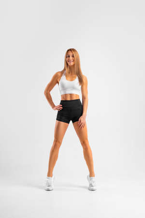 Athlete woman. Muscular young fitness female haveの写真素材