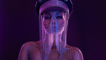 Hot dancer woman. Portrait of sexy TDJ girl at the night club party. Mixtape or book covers - download high resolution picture for your song or music clip.の写真素材