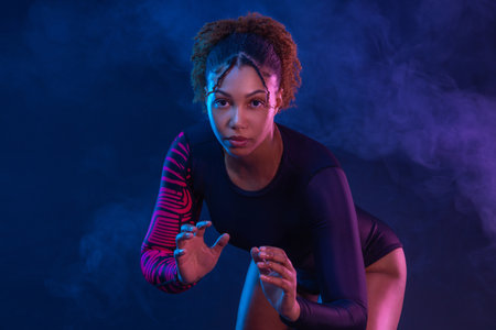 Brazilian girl Jujutsu fighter is ready for the Jiu Jitsu wrestling competition. Brazilian sport...