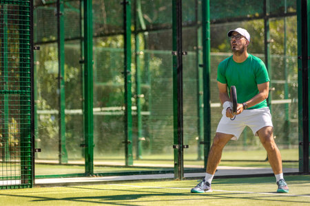 Dynamic padel action shot for fitness campaigns ads and event promotionの写真素材