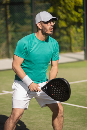 Dynamic padel action shot for fitness campaigns ads and event promotionの写真素材