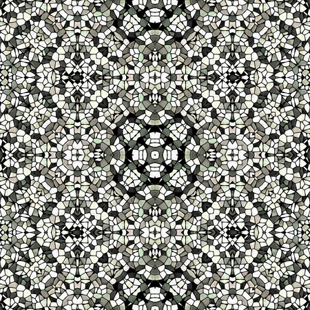 Black and white seamless textured kaleidoscope with many ornaments.の写真素材