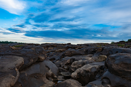 beautiful nature with rock at riversideの写真素材