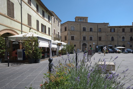 Main square in a beautiful hill town in Umbriaの写真素材