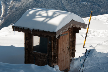 Cabin in a ski resort in the Franceの写真素材