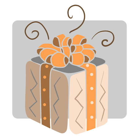 Sweet present box with orange and coffee color decorationの写真素材