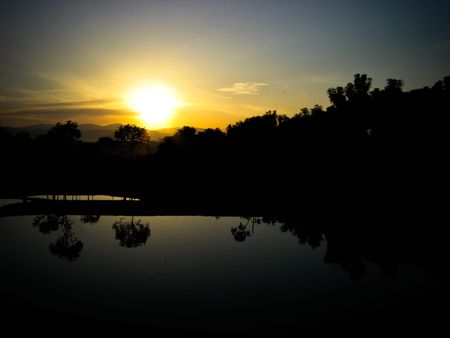 Sunrise over a pond