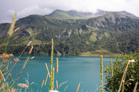 Panorama of Roselend lakeの写真素材