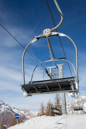 Ski resort and chairlift equipmentの写真素材